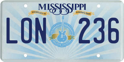 MS license plate LON236