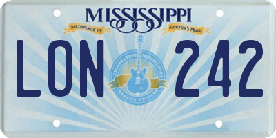 MS license plate LON242