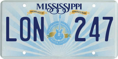 MS license plate LON247
