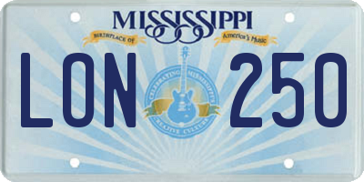 MS license plate LON250