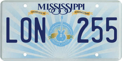 MS license plate LON255