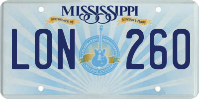MS license plate LON260