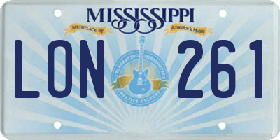 MS license plate LON261