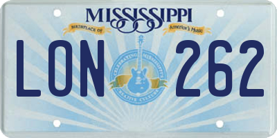 MS license plate LON262