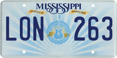 MS license plate LON263
