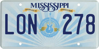 MS license plate LON278