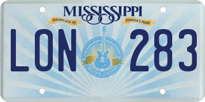 MS license plate LON283