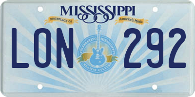 MS license plate LON292
