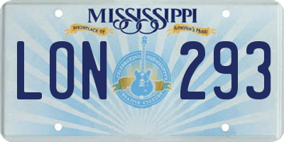 MS license plate LON293