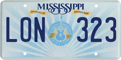 MS license plate LON323