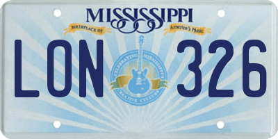 MS license plate LON326