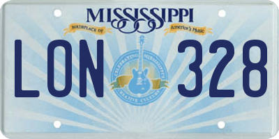 MS license plate LON328