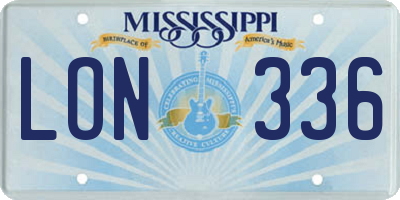 MS license plate LON336