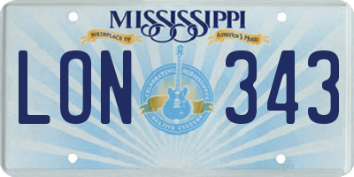 MS license plate LON343