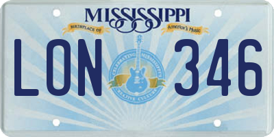 MS license plate LON346