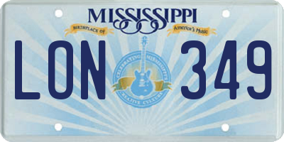 MS license plate LON349