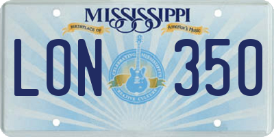 MS license plate LON350