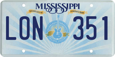 MS license plate LON351