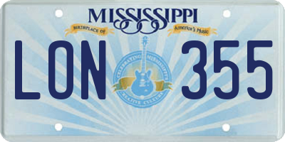 MS license plate LON355