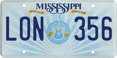 MS license plate LON356