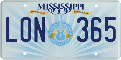 MS license plate LON365