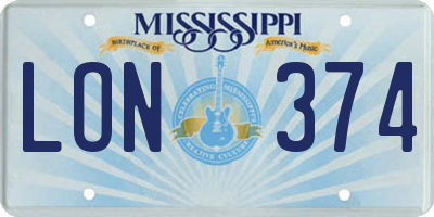 MS license plate LON374