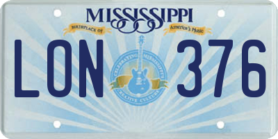MS license plate LON376