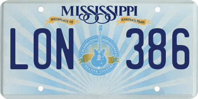 MS license plate LON386