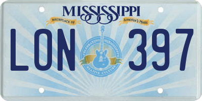 MS license plate LON397