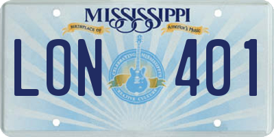 MS license plate LON401