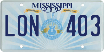 MS license plate LON403