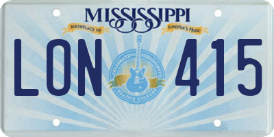 MS license plate LON415
