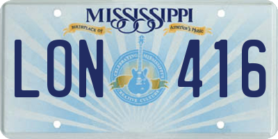 MS license plate LON416