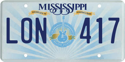 MS license plate LON417