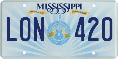 MS license plate LON420