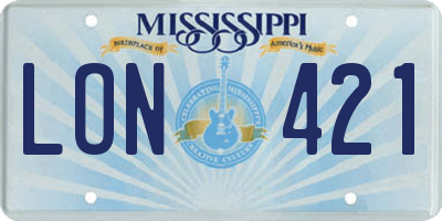 MS license plate LON421