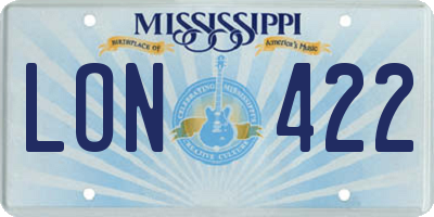 MS license plate LON422