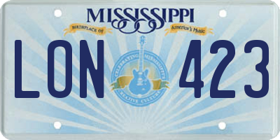 MS license plate LON423