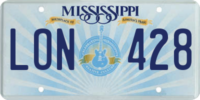 MS license plate LON428