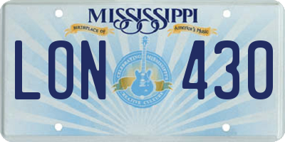 MS license plate LON430