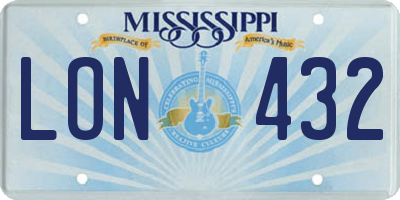 MS license plate LON432