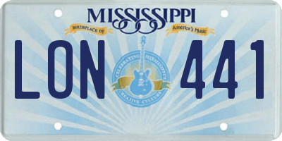 MS license plate LON441