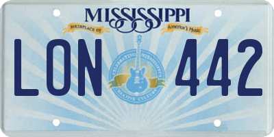 MS license plate LON442