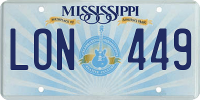 MS license plate LON449
