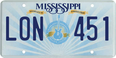 MS license plate LON451