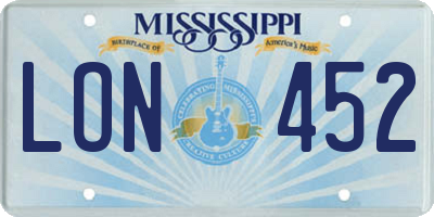 MS license plate LON452