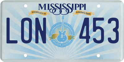 MS license plate LON453