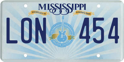 MS license plate LON454
