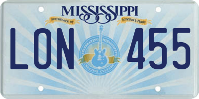 MS license plate LON455