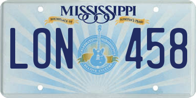 MS license plate LON458